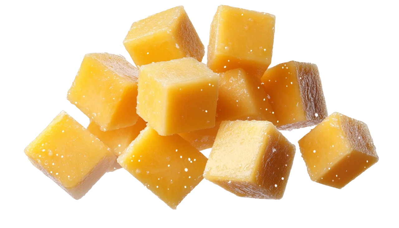 Falling Fresh Mango Fruit Cubes Free PNG Cutout