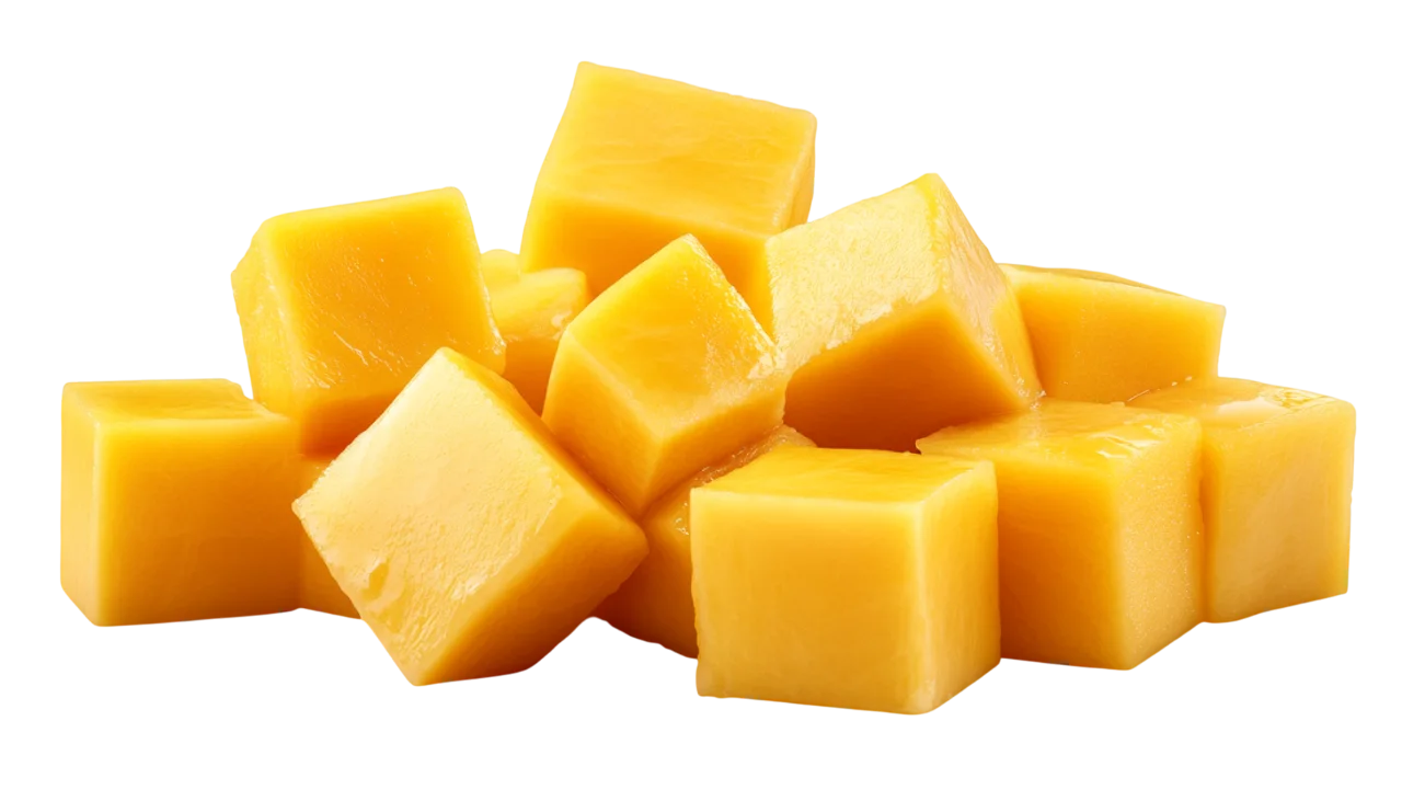 Fresh Diced Mango Fruit Chunks Free PNG Cutout
