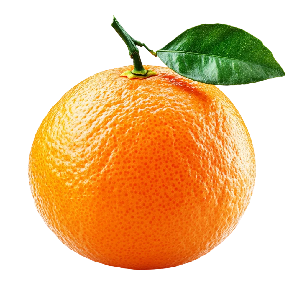 Fresh Whole Tangerine with Green Leaf Free PNG