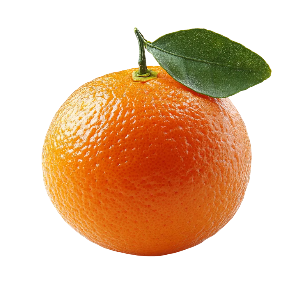 Single Ripe Mandarin with Leaf Free PNG Fruit