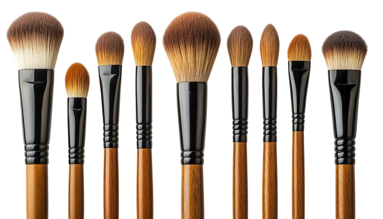 Wooden Handle Makeup Brushes Set Free PNG