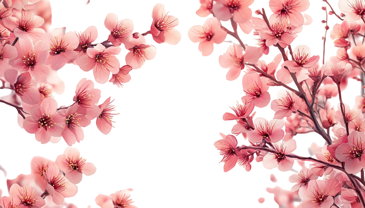 Pink Cherry Blossom Floral Corner Frame Free PNG