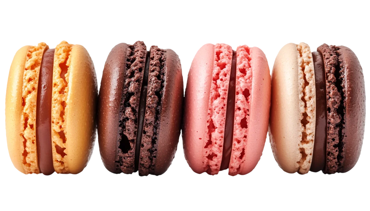 Row of Colorful French Macaron Cookies Free PNG