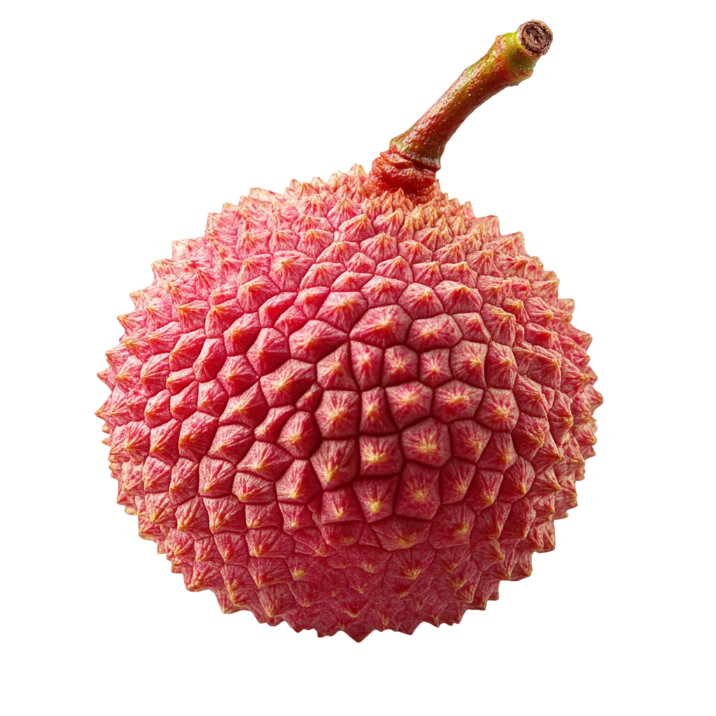 Whole Red Lychee Fruit with Stem Free PNG Cutout