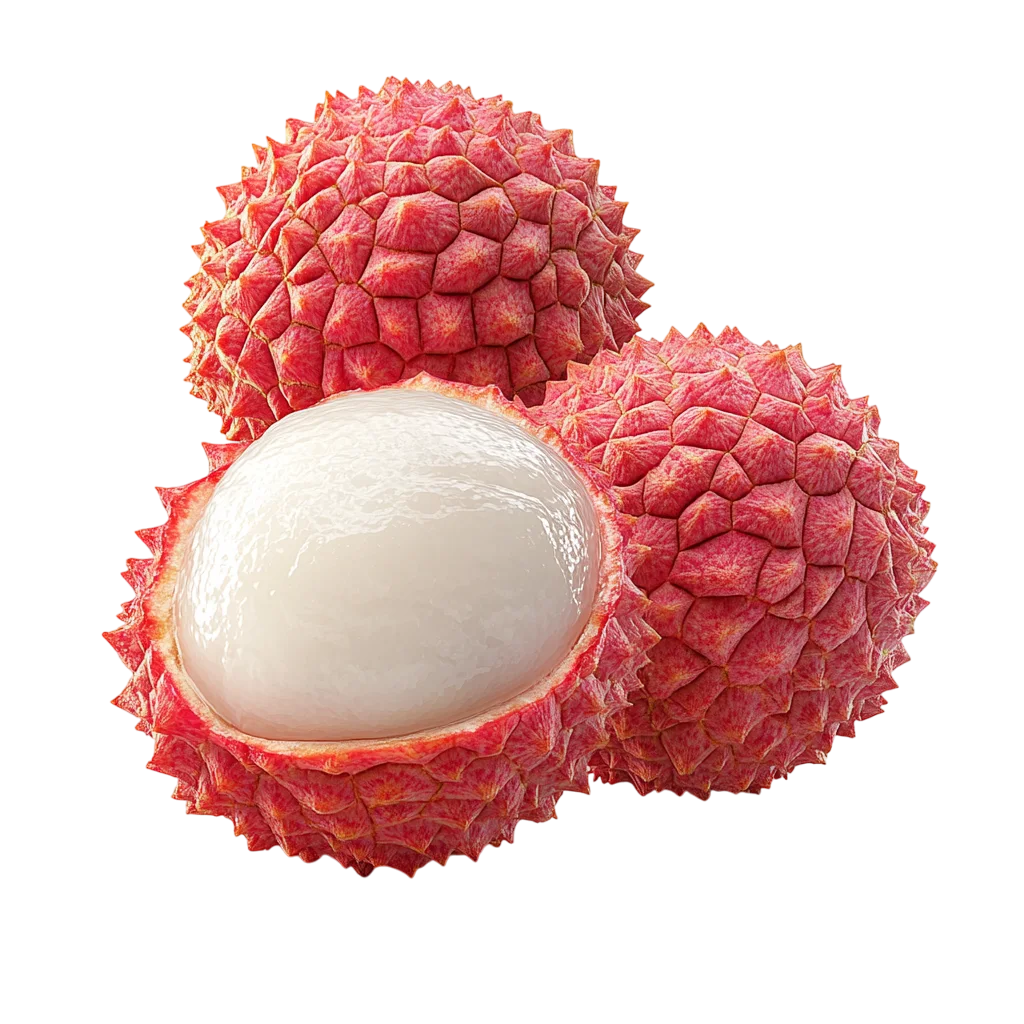 Fresh Peeled Red Lychee Pair Free PNG Fruit Cutout