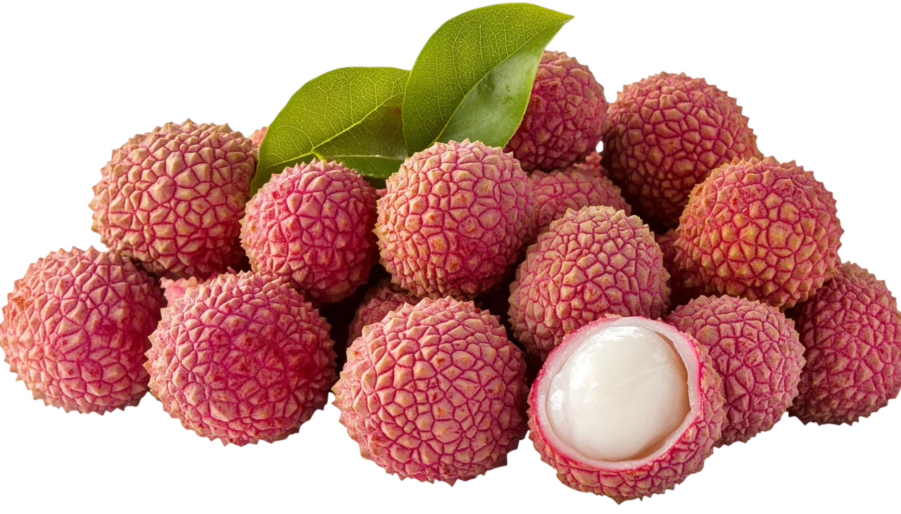 Fresh Whole and Peeled Lychee Fruit Free PNG
