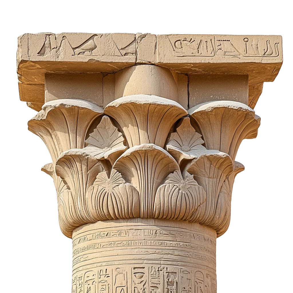 Carved Egyptian Stone Column Capital Free PNG Architecture