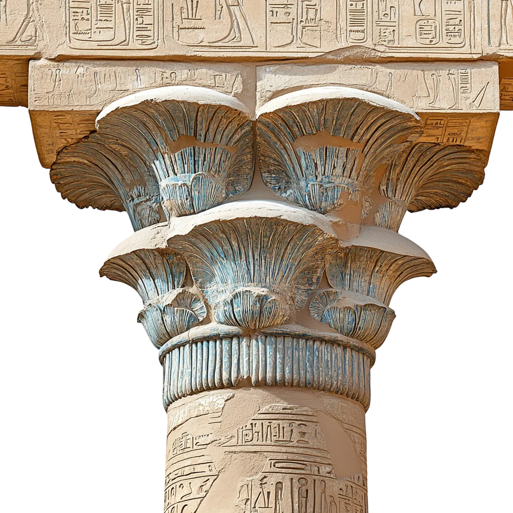 Ancient Egyptian Painted Column Capital Free PNG
