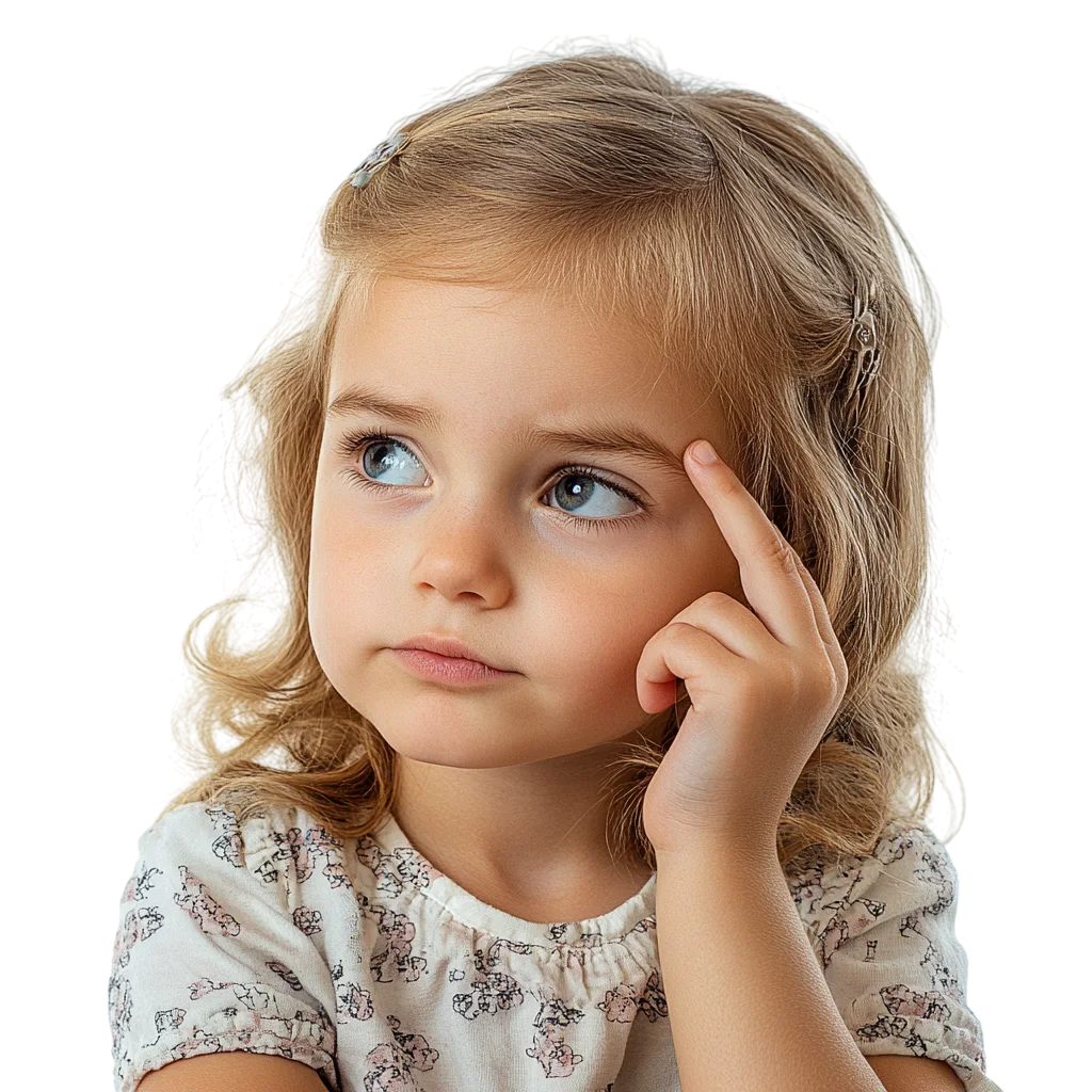 Cute Toddler Girl with Hand to Face Free PNG Portrait