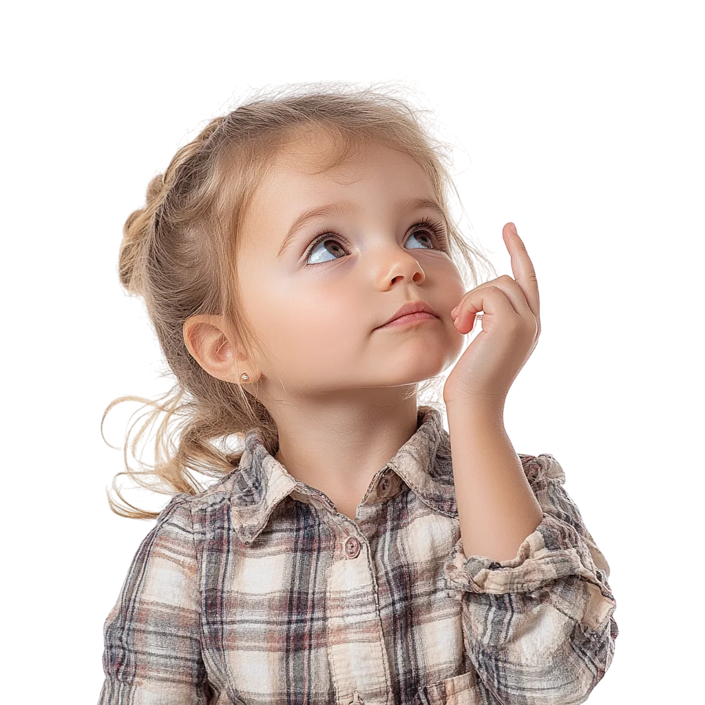 Cute Toddler Girl with Hand on Chin Free PNG
