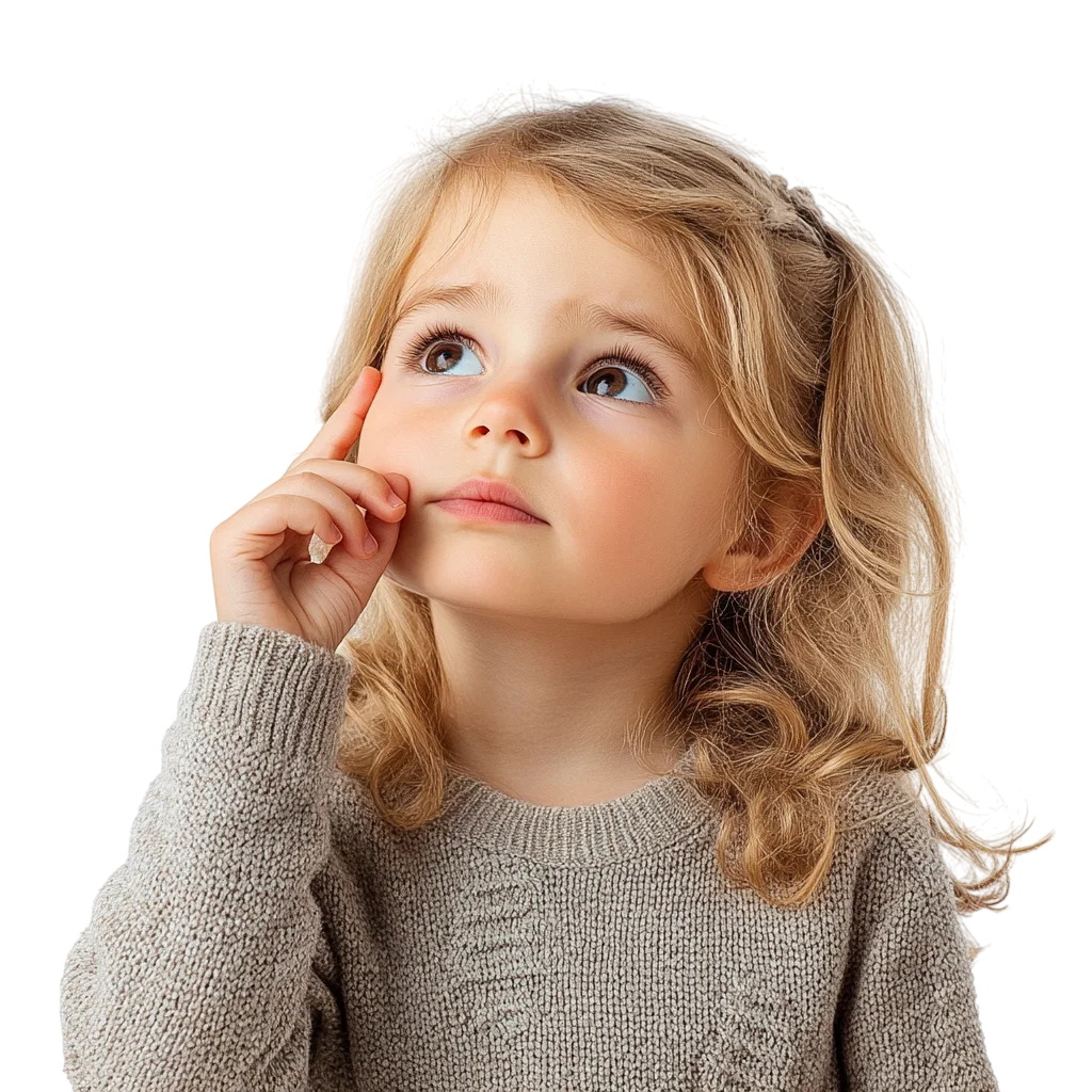 Curious Little Girl Pointing Upward Free PNG