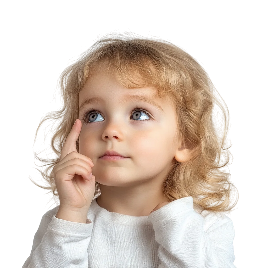 Cute Little Girl with Great Idea Free PNG Portrait