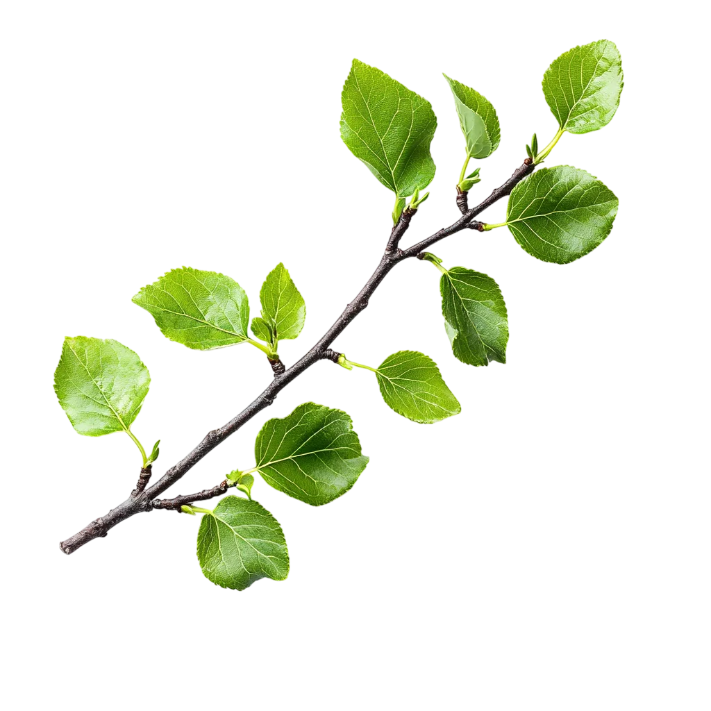 Fresh Green Plant Twig with Leaves Free PNG