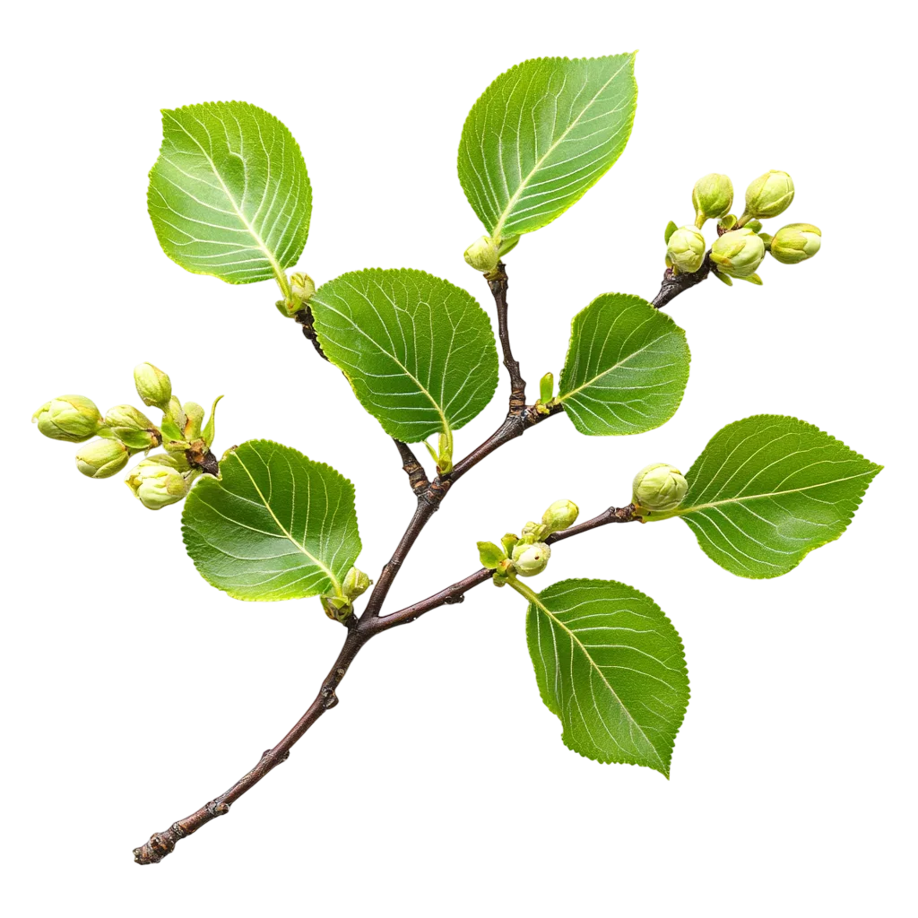 Green Tree Branch with Buds and Leaves Free PNG
