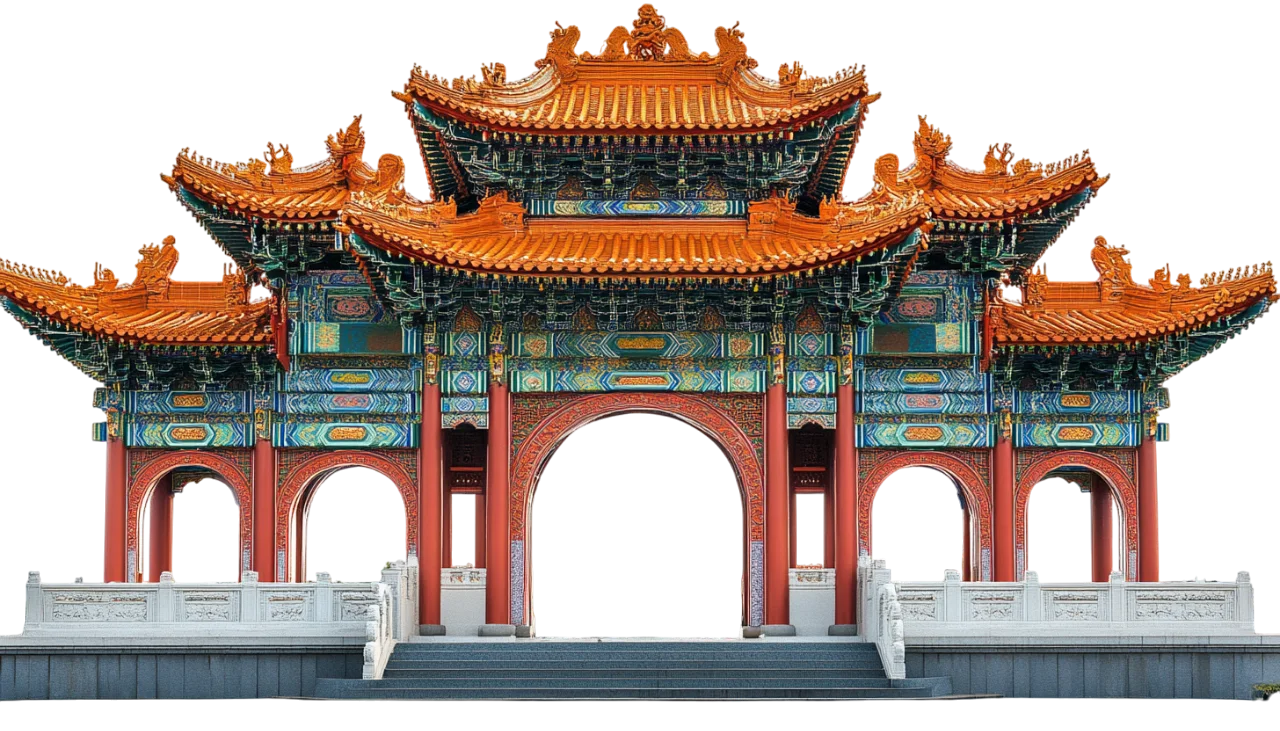 Traditional Chinese Paifang Gateway Arch Free PNG