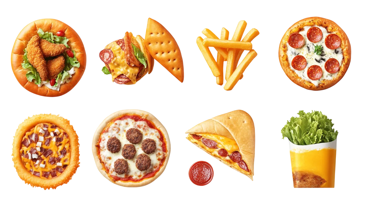 Party Fast Food Snacks and Mini Pizza Free PNG