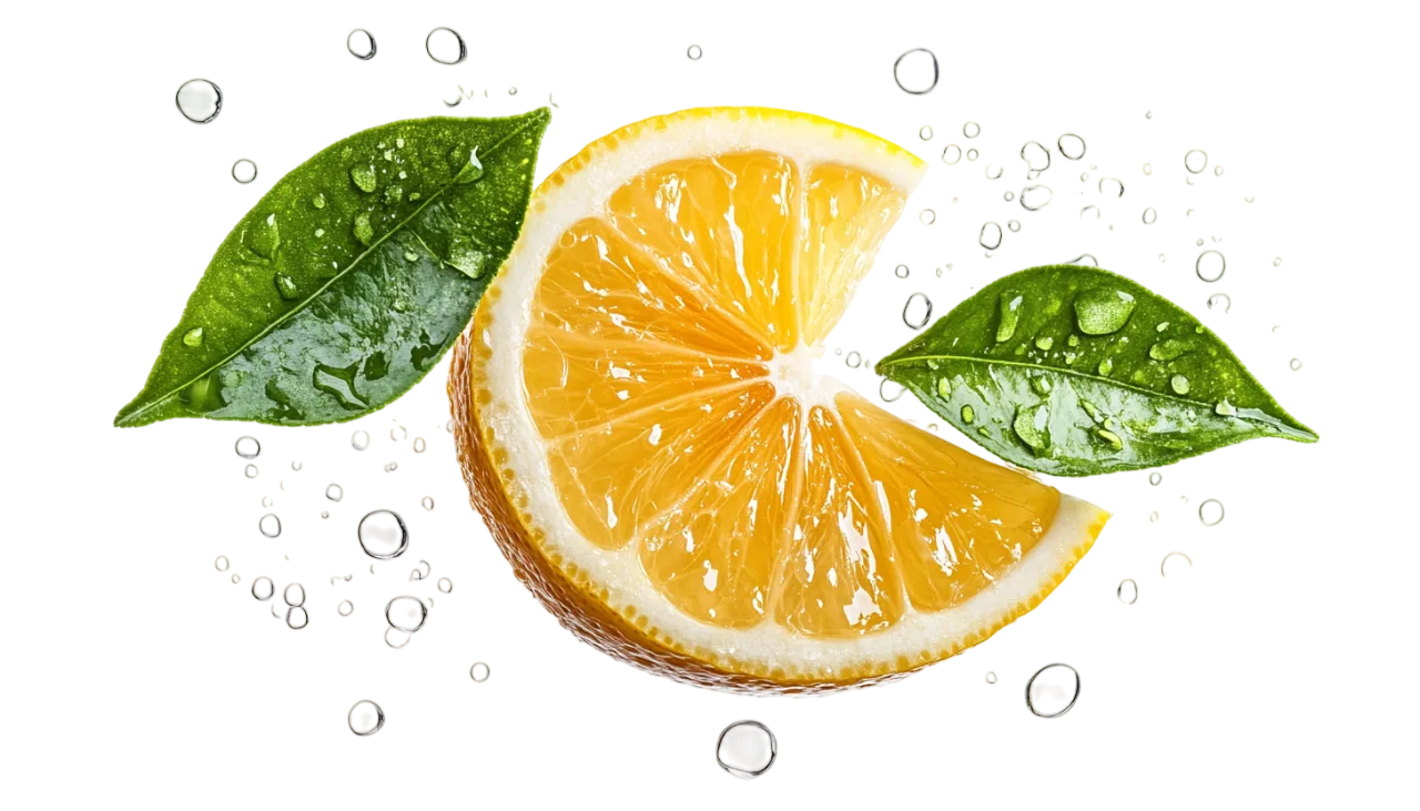 Fresh Orange Wedge with Mint and Splashes Free PNG