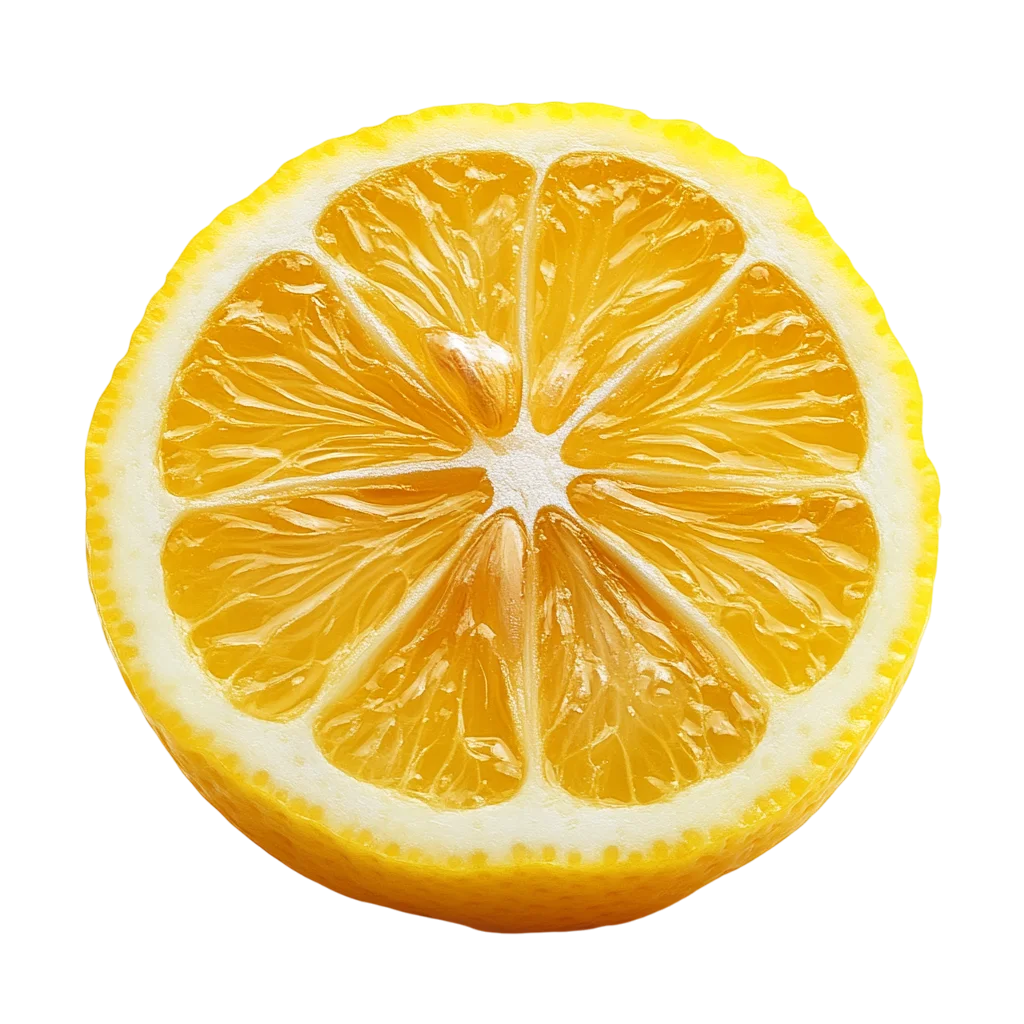 Juicy Round Lemon Slice Wheel Free PNG Cutout