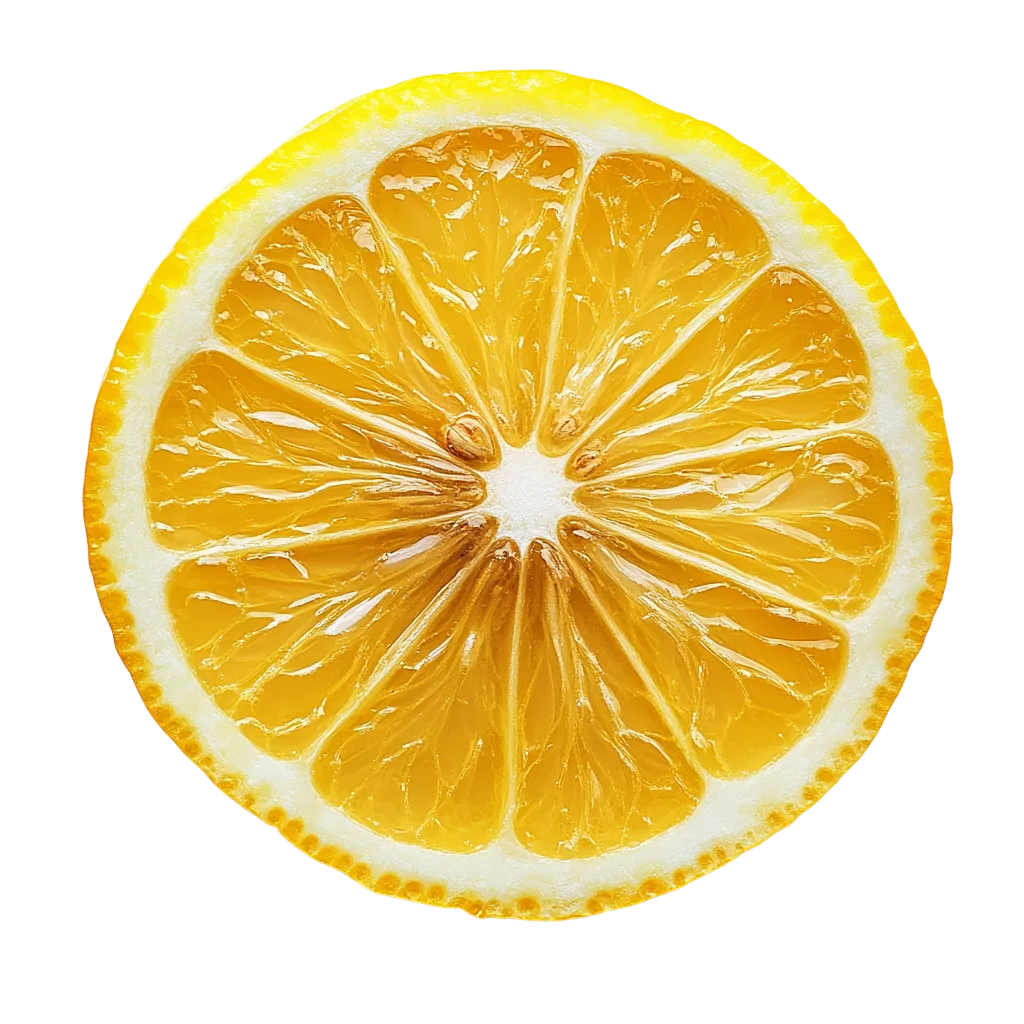 Round Sliced Yellow Lemon Cross Section Free PNG
