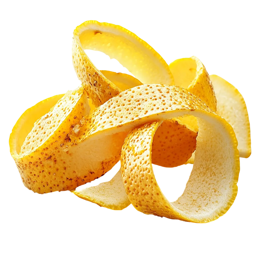 Rolled Fresh Lemon Peel Shavings Free PNG Cutout