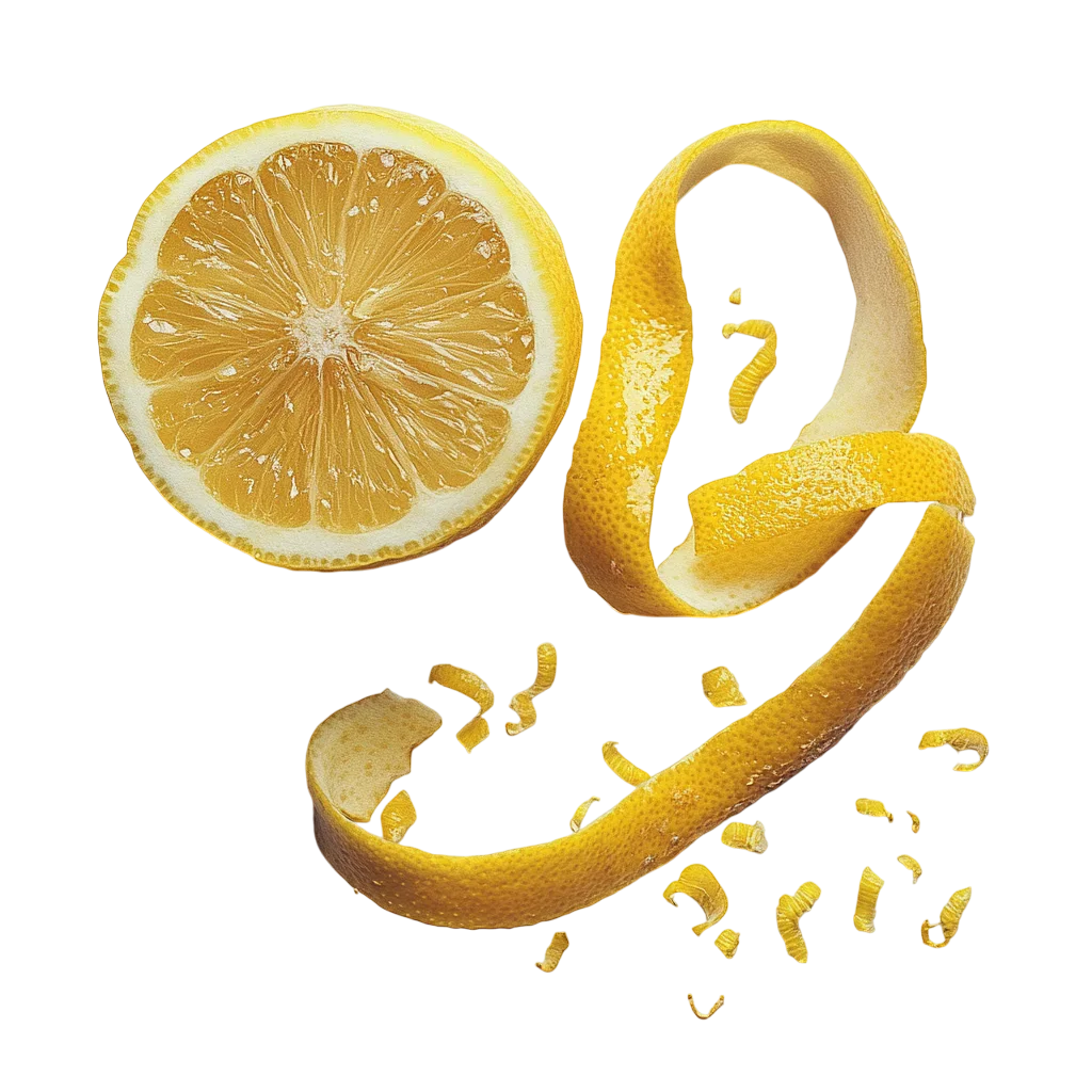 Lemon Slice with Twisted Yellow Peel Free PNG