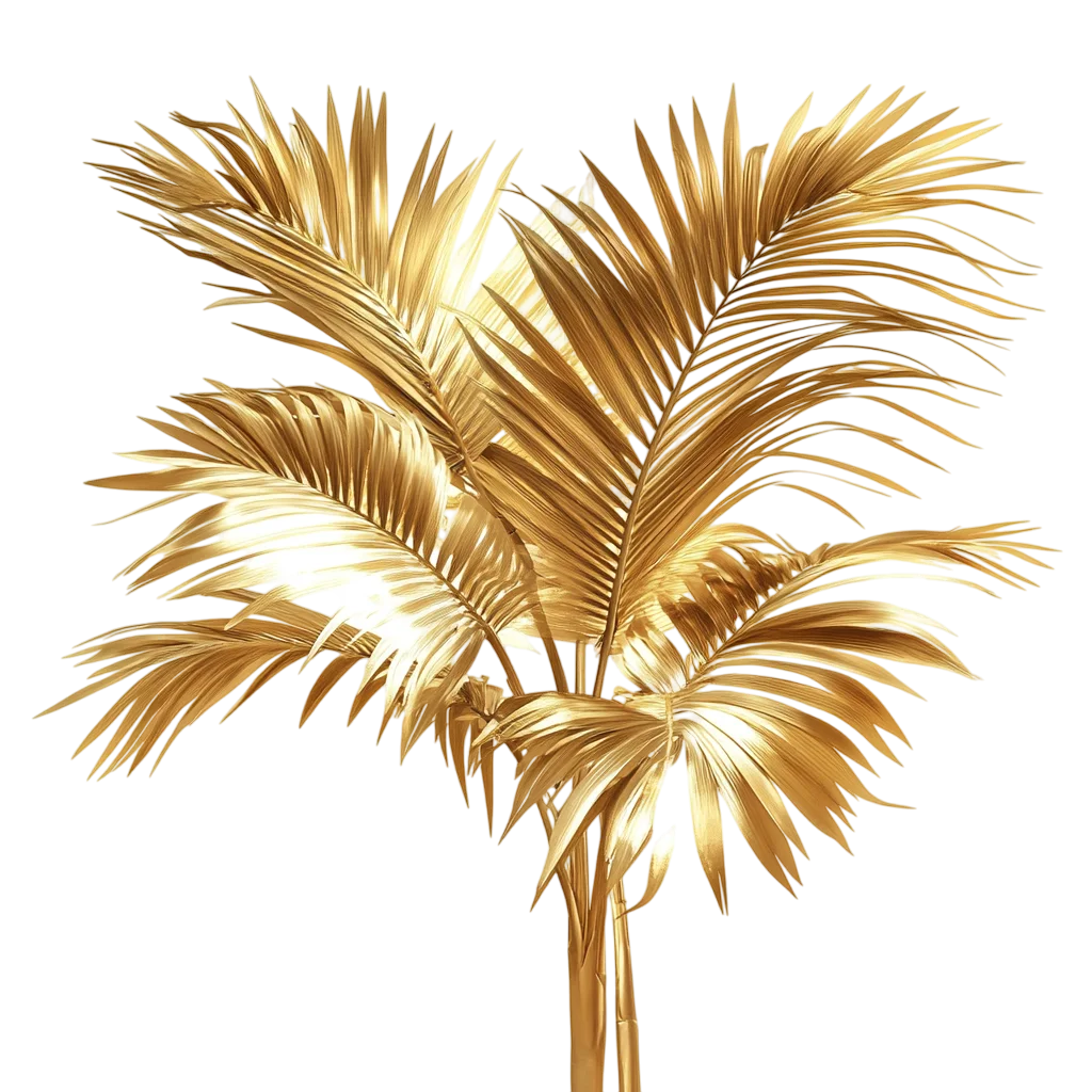 Golden Palm Tree Metallic Fronds Free PNG Cutout