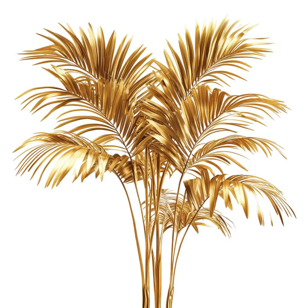 Golden Tropical Palm Frond Tree Free PNG Cutout