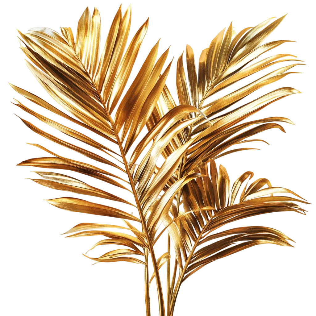 Golden Palm Leaves Bunch Plant Free PNG Cutout