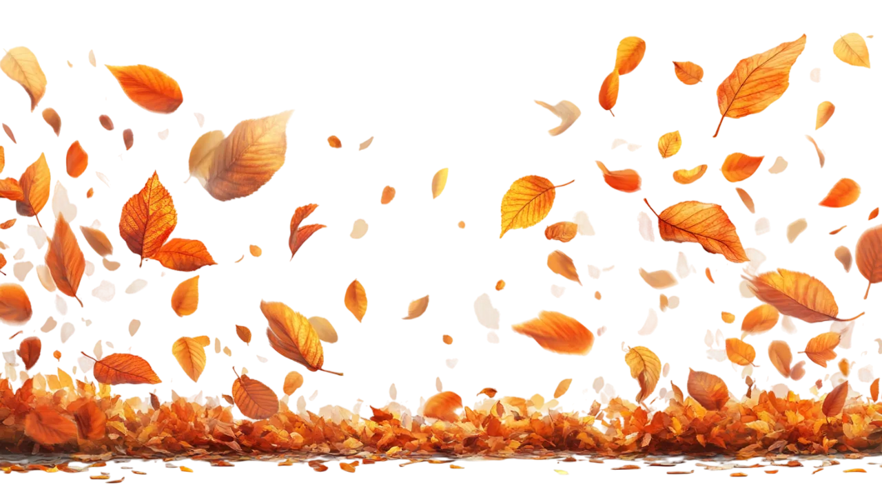 Falling Autumn Leaves Border Ground Free PNG Cutout