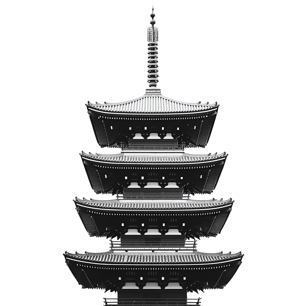 Dark Slate Japanese Pagoda Tower Free PNG Cutout