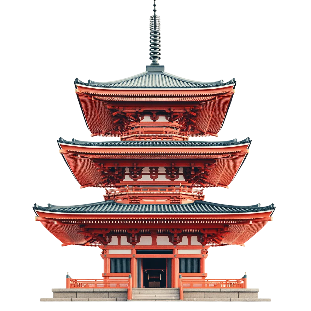 Three Tier Japanese Pagoda Building Free PNG Cutout