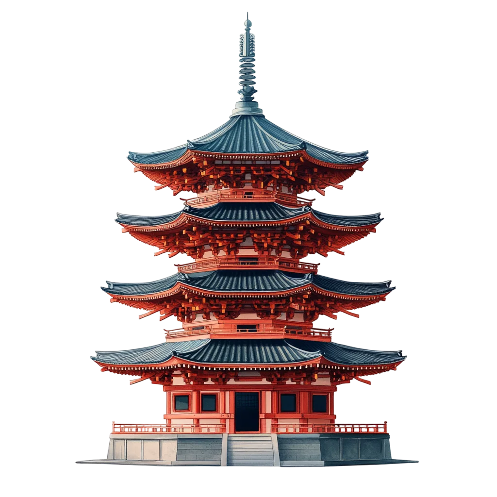 Tall Japanese Pagoda Tower Temple Free PNG Cutout