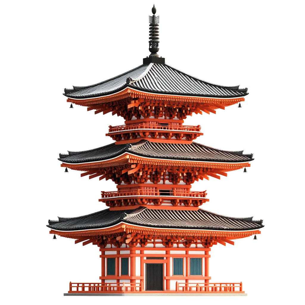 Five Tier Japanese Pagoda Tower Free PNG Cutout