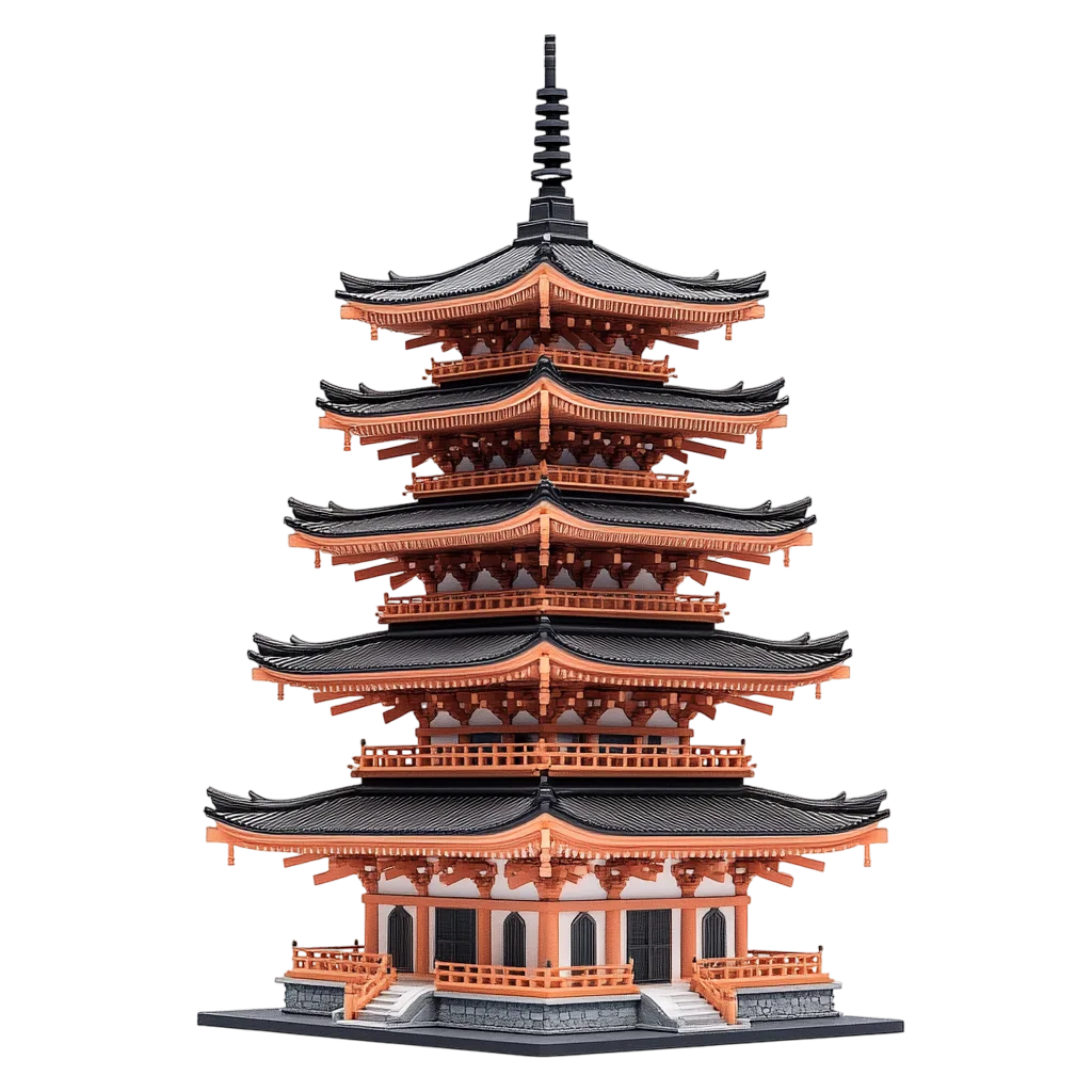 Historic Five Tier Pagoda Tower Free PNG Cutout