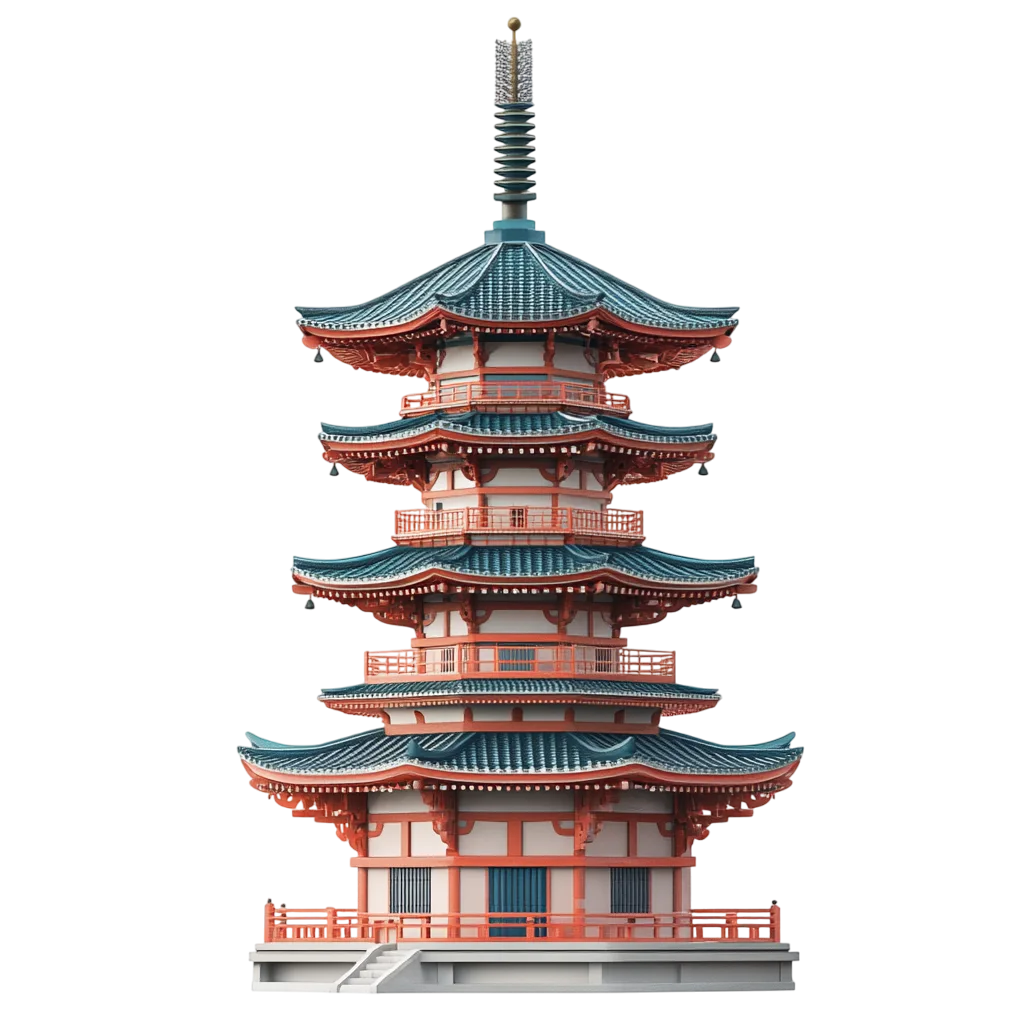 Tall Multi Tiered Asian Pagoda Free PNG Architecture