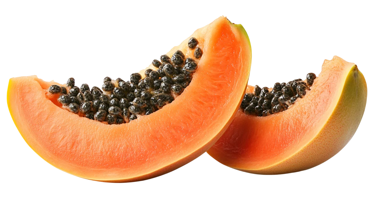 Fresh Ripe Papaya Slices with Seeds Free PNG