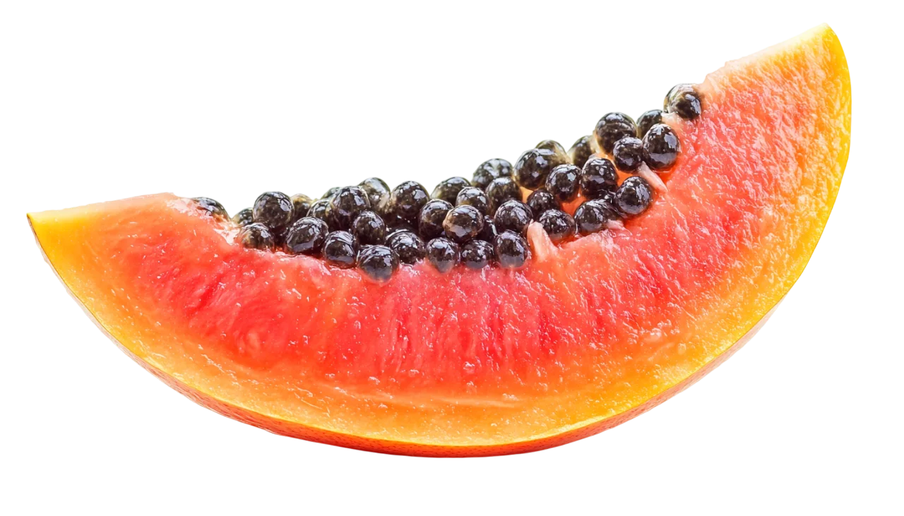 Fresh Sliced Papaya Fruit Wedge Free PNG Cutout