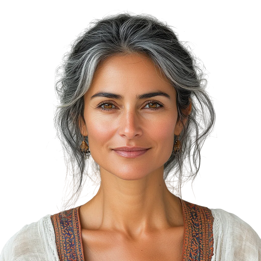 Beautiful Gray Hair Woman with Updo Free PNG