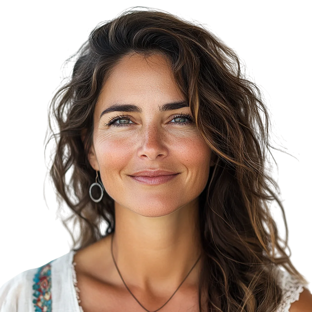 Stunning Wavy Hair Brunette Woman Free PNG Portrait