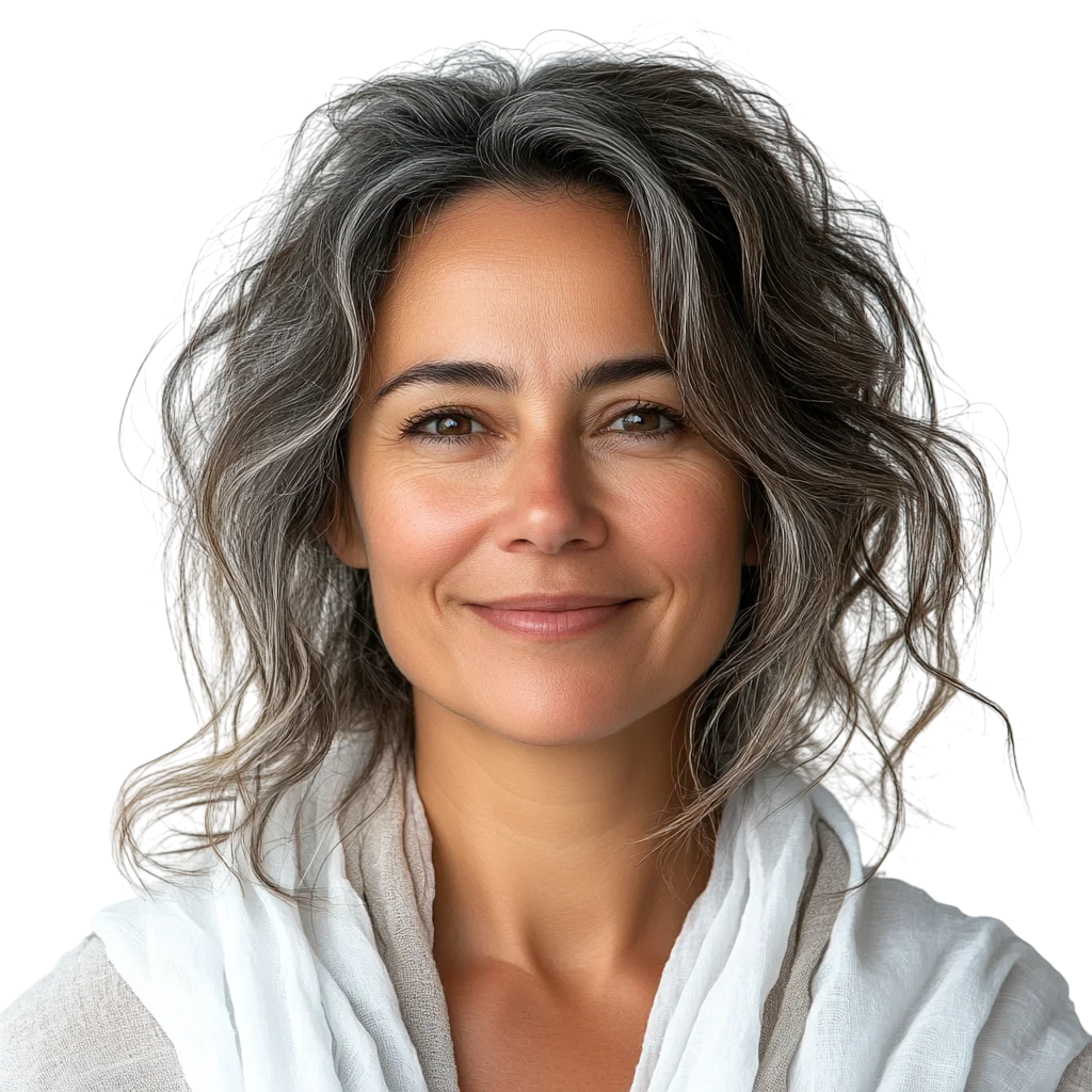 Smiling Silver Hair Mature Woman Free PNG Portrait