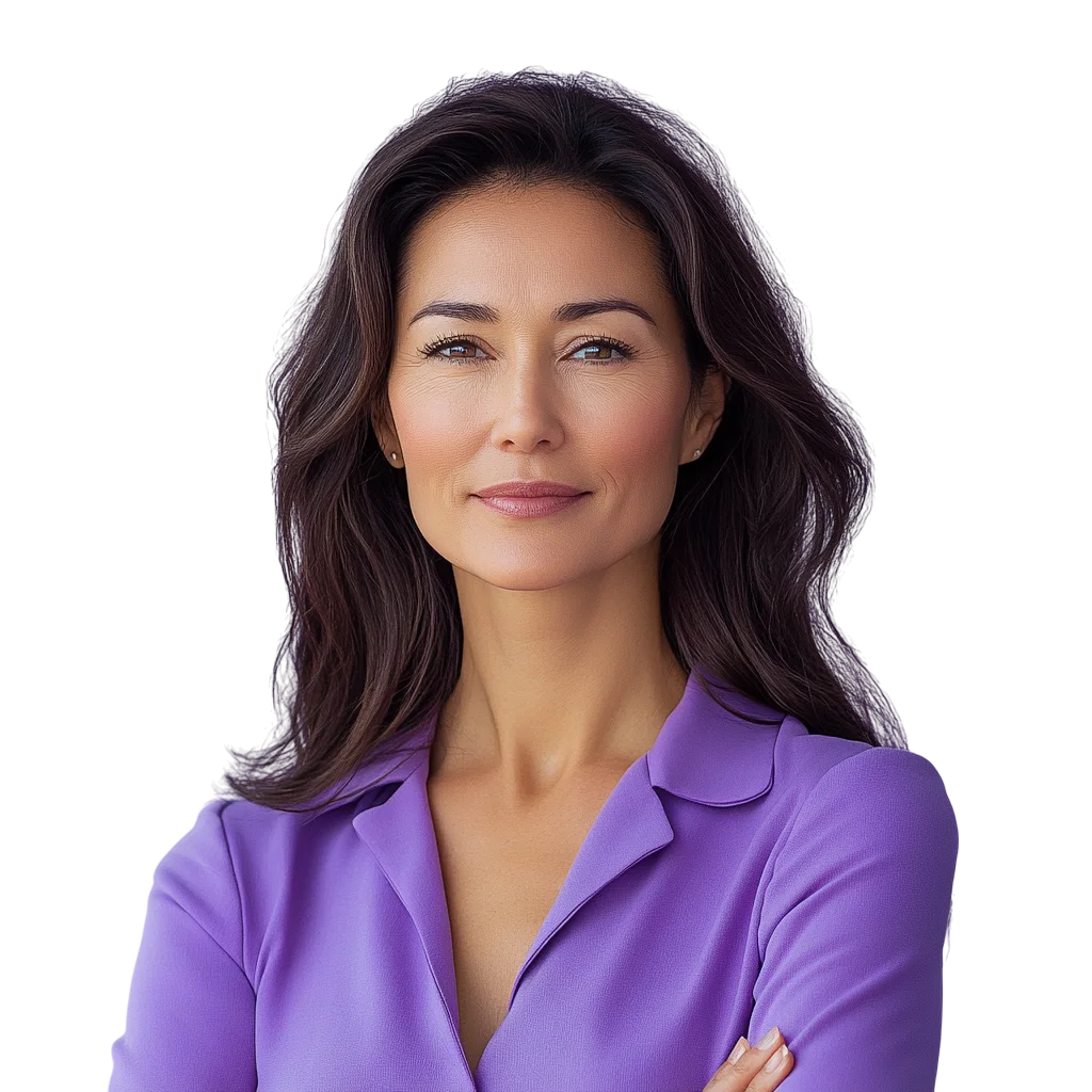 Pretty Brunette Woman in Purple Top Free PNG