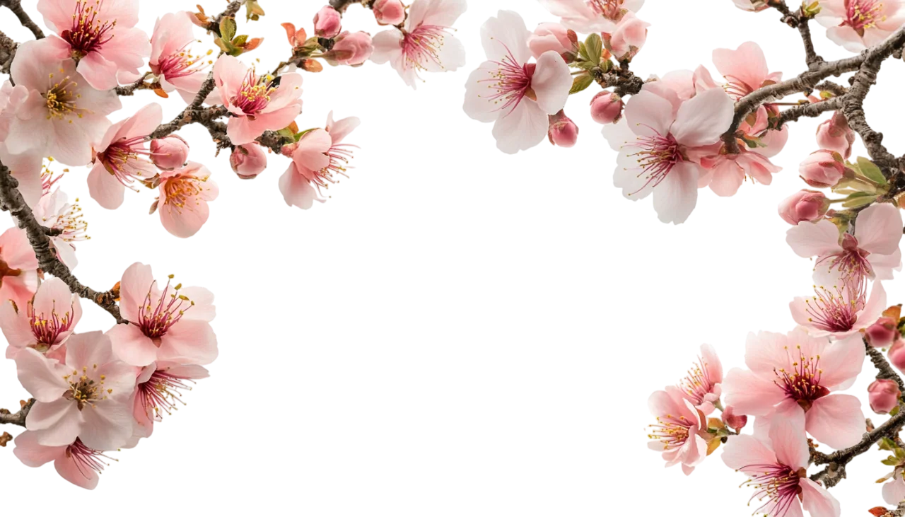 Pink Cherry Blossom Floral Arch Frame Free PNG