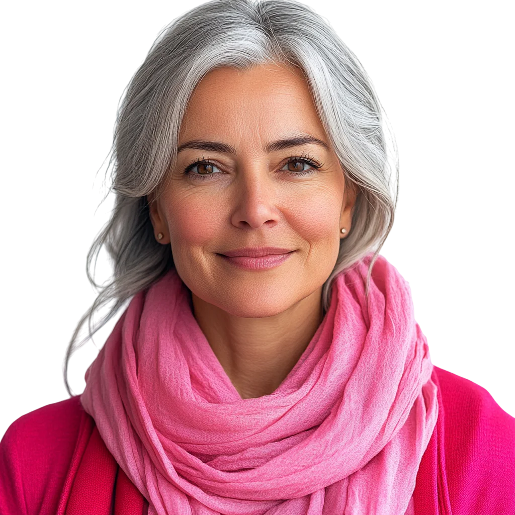 Smiling Mature Woman in Pink Scarf Free PNG