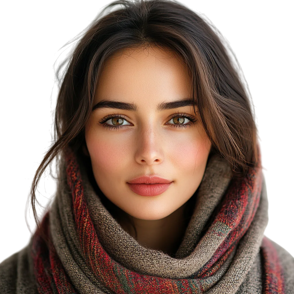 Beautiful Brunette Woman in Winter Scarf Free PNG