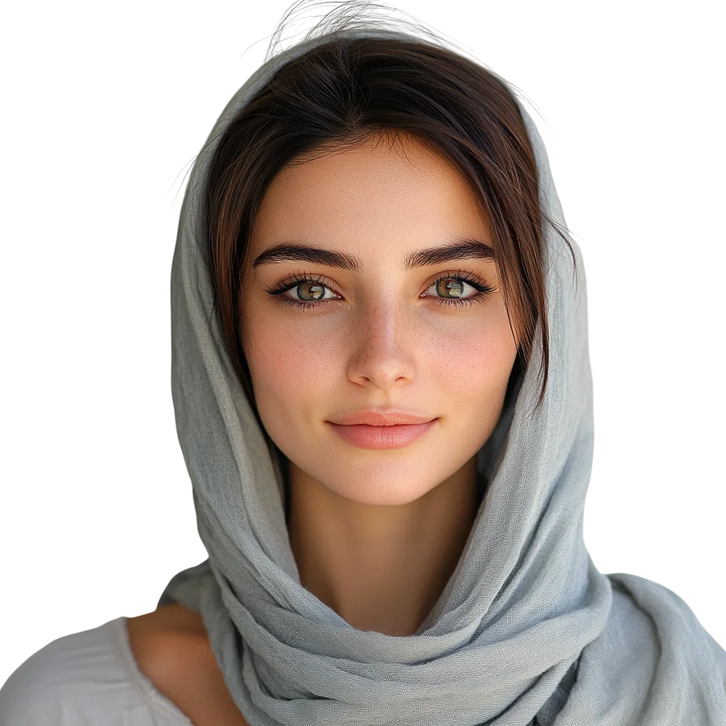 Beautiful Woman Wearing Scarf Free PNG Headshot