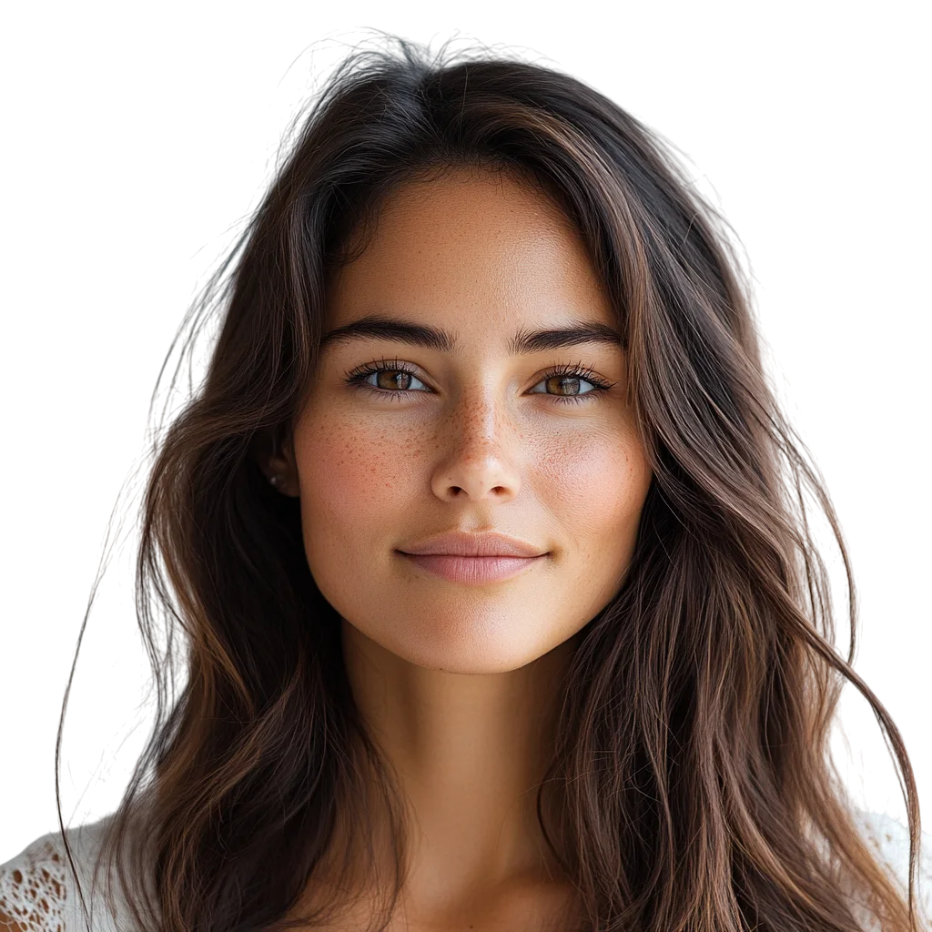 Pretty Brunette Woman Long Wavy Hair Free PNG