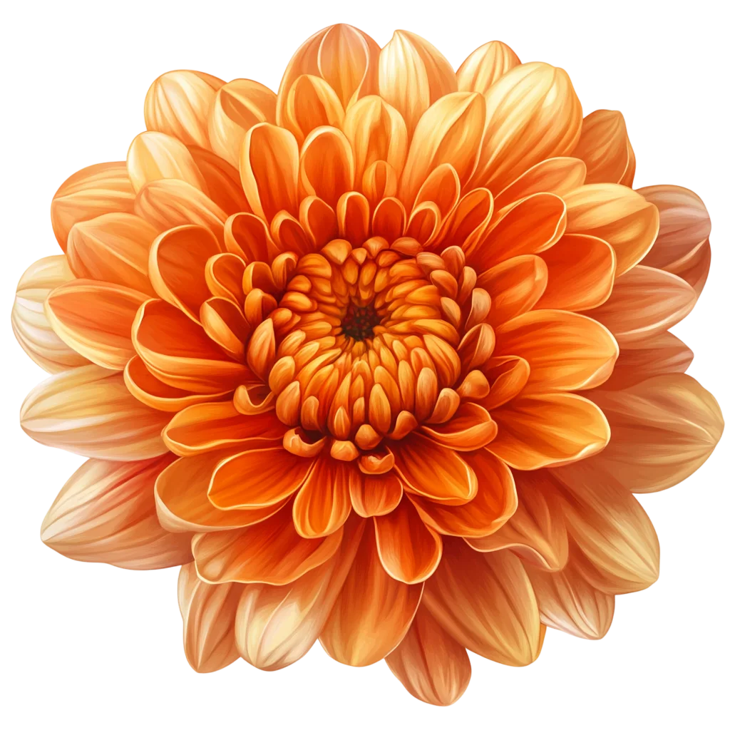Golden Orange Chrysanthemum Flower Clipart Free PNG