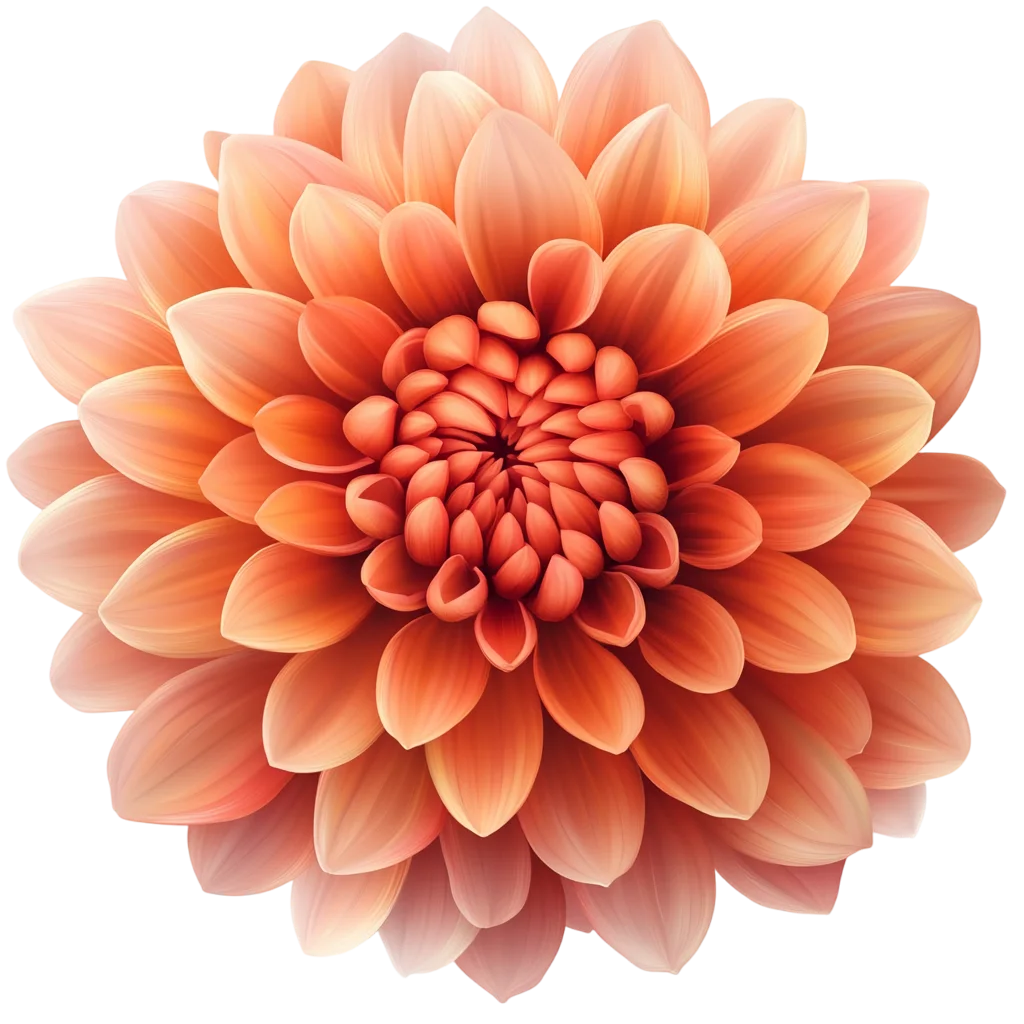 Peach Coral Dahlia Flower Bloom Clipart Free PNG