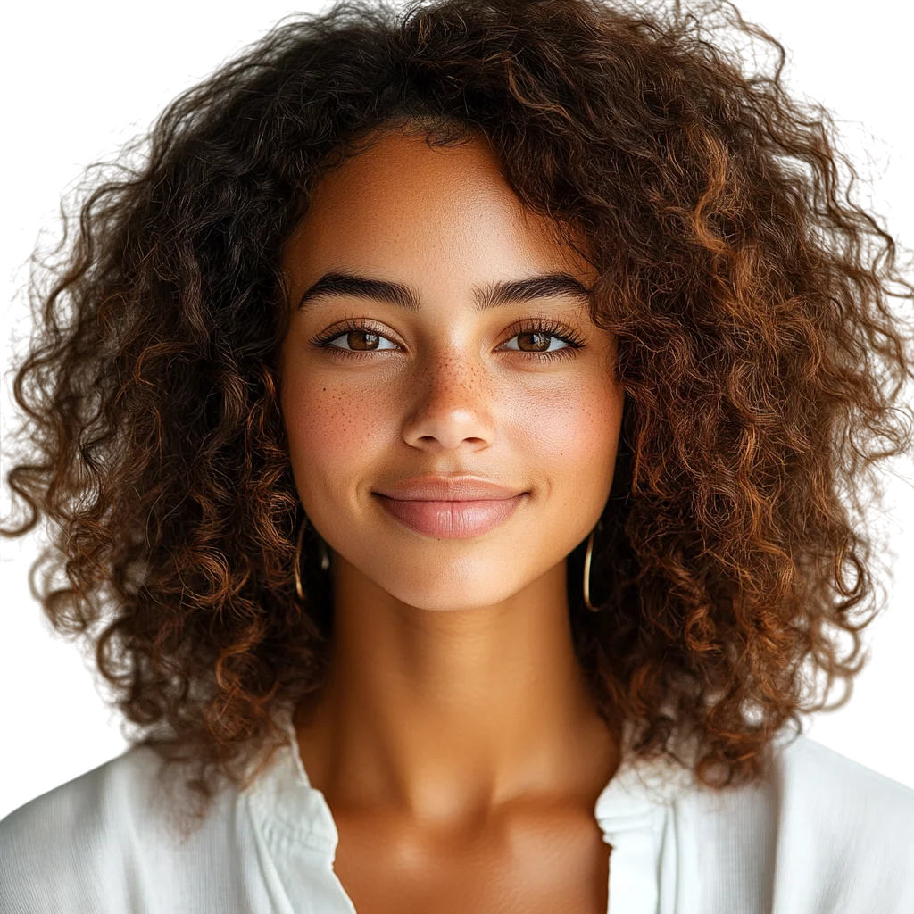 Curly Hair African American Woman Free PNG Headshot