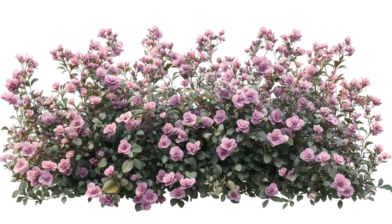 Lush Pink Flowering Shrub Bush Free PNG Plant